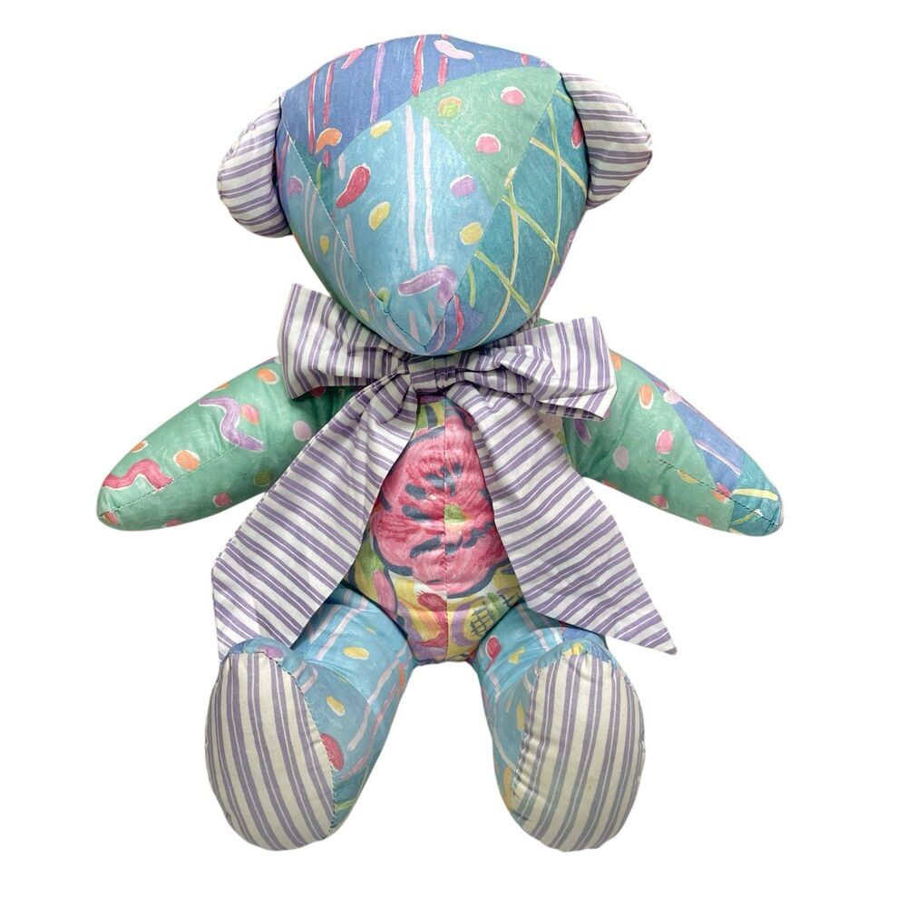 Vintage Bear Plush 20" Patchwork Sweetpea Ca Made In USA Baby Unisex nostalgia